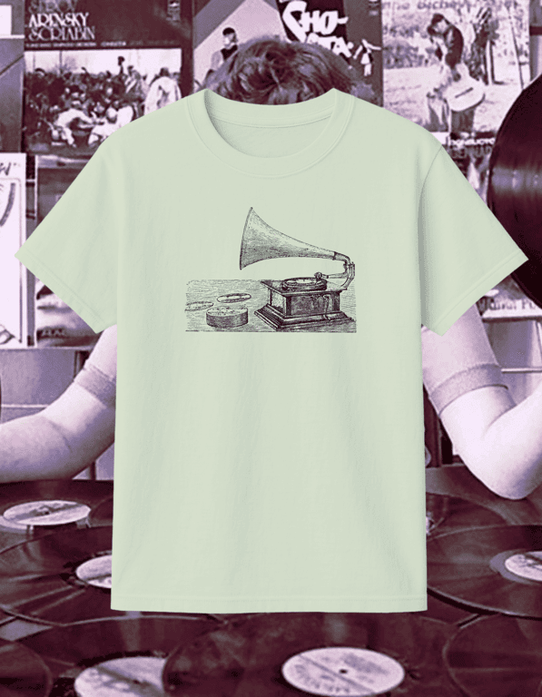 Grammophone print t-shirt